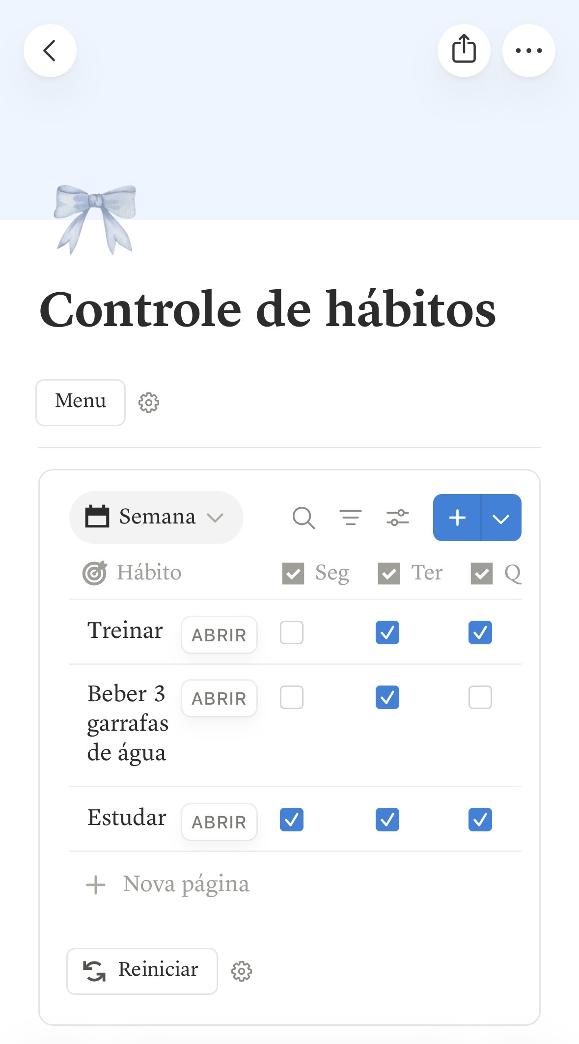 Print real do planner no Notion, controle de hábitos no celular