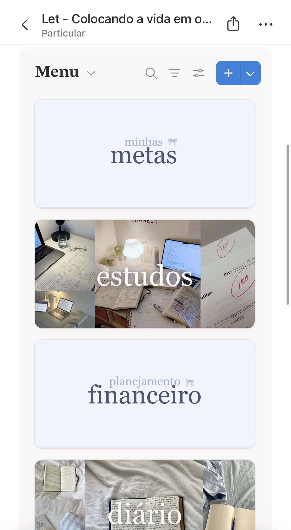 Print real do planner no Notion, página do planner no celular